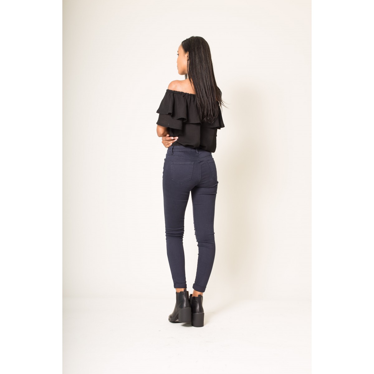 Pantalon slim stretch marine femme - Matière noble 29,90€