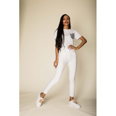 Pantalon stretch slim blanc Nina Carter - Matière noble 29,90€