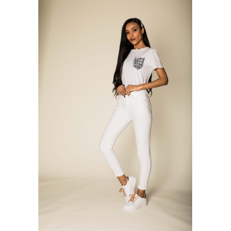 Pantalon stretch slim blanc Nina Carter - Matière noble 29,90€