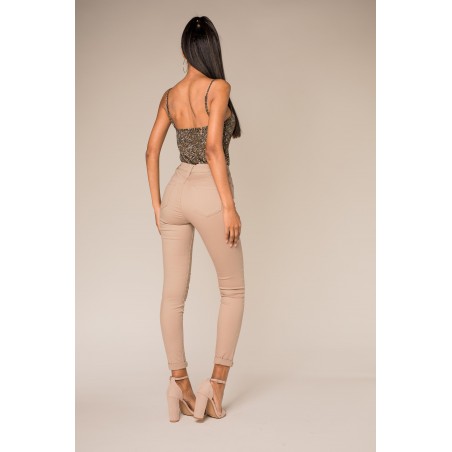 Pantalon slim stretch beige femme - Matière noble 29,90€