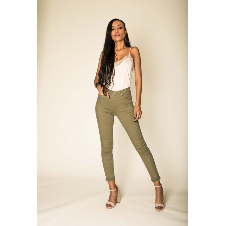 Pantalon skinny stretch kaki femme - Matière noble 29,90€