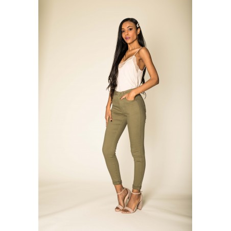 Pantalon skinny stretch kaki femme - Matière noble 29,90€